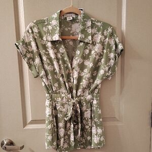 Floral Green Button Down Shirt